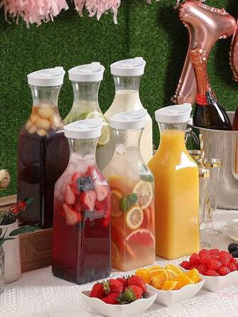 1入組1500毫升果汁瓶/牛奶瓶50盎司圓形密封冷水瓶，配有透明塑料瓶和新的飲水瓶