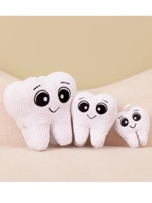 Muñeca de peluche con dientes blancos, regalo relleno para amigos - Blanco - Ver 6