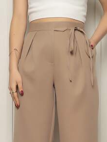 Women Pants - 卡其色 - 查看 4