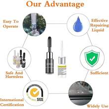 YuliSpy Windshield Repair Kit,Upgraded Windshield Crack Repair Kit,4 Packs Windshield Chip Repair Kit,Windshield Repair Kit For Chips And Cracks,Glass Repair Kit Fluid Quick Fix For Star-Shaped Crack - Black - View 3