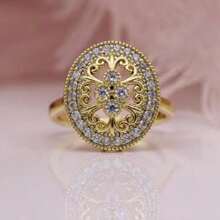 1 pieza Anillo vintage con flor calada y incrustación de cristal de circonita cuadrado, adecuado como regalo de joyería para mujeres para boda, fiesta, compromiso, San Valentín, mamá, madre, Día de la Madre
