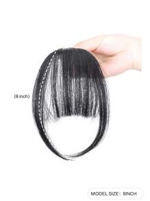 女式可愛劉海夾接發天然隱形空氣劉海合成假髮 - 黑色 - 查看 3