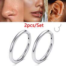 ADYJELY 2PCS Nose Ring Hoop 316L Surgical Steel Hypoallergenic Hinged Ring Cartilage Earring 16G 18G 20G Lip Ring,Clicker Ring Cartilage Hoop Rook Earring Tragus Septum Piercing Conch Daith Helix Earring Cartilage Hoop Earlobe Earring ,Belly Ring Nipple Ring Diameter 6mm 8mm 10mm 12mm Women's And Men's Body Pierecing Jewelry