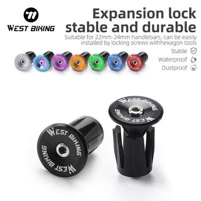  1pair WEST BIKING Mountain Bike Expansion Lock-On Handlebar Grips, Colorful Aluminum Alloy Bicycle Handlebar End Plugs