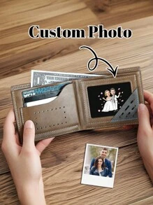 1片男友定製照片錢包插卡,個性化錢包插照片卡,有趣的設計,掛唇心形個性化禮物,適用於父親節、情人節、母親節、生日、紀念日、畢業、婚禮、聖誕節 - 黑色5款 - 查看 1