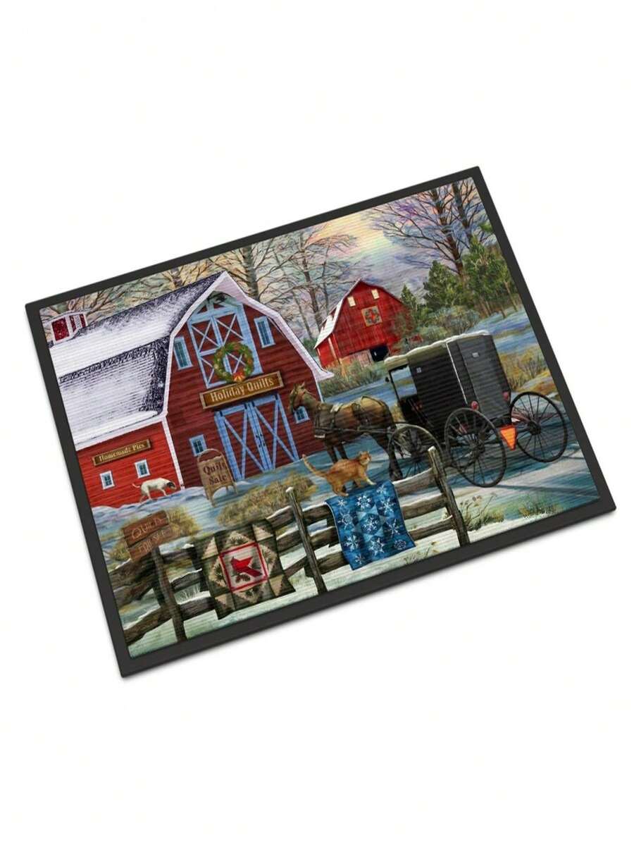 Carolines Treasures PTW2064JMAT 24 X 36 In. Christmas Holiday Quilt Shop Barn Indoor Or Outdoor Mat - 彩色 - 查看 1