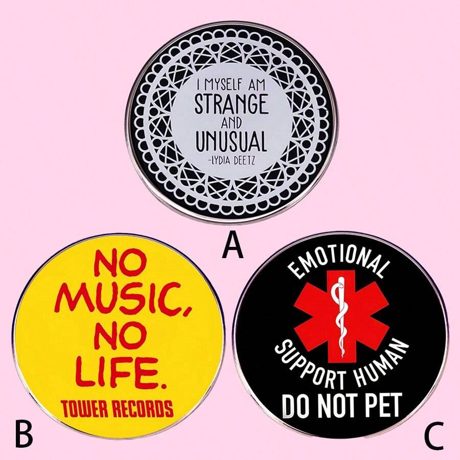 1 Stück, kreativer Zink-Legierung Brosche, Keine Musik, Kein Leben Brosche, Musik-Album Brosche, Metall-Legierung Abzeichen Accessoire - Verschiedenfarbig - Übersicht 1