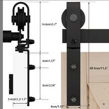 60" Bi-Folding Sliding Barn Door Hardware Kit For 2 Doors,Smoothly&Quietly,Black Track J Shape Roller - Black - View 6