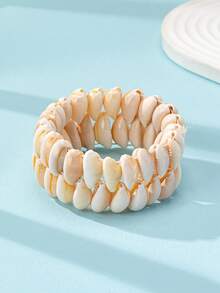 1 件夏季度假海滩贝壳弹力手链（女士款） - 白色 - 查看 2