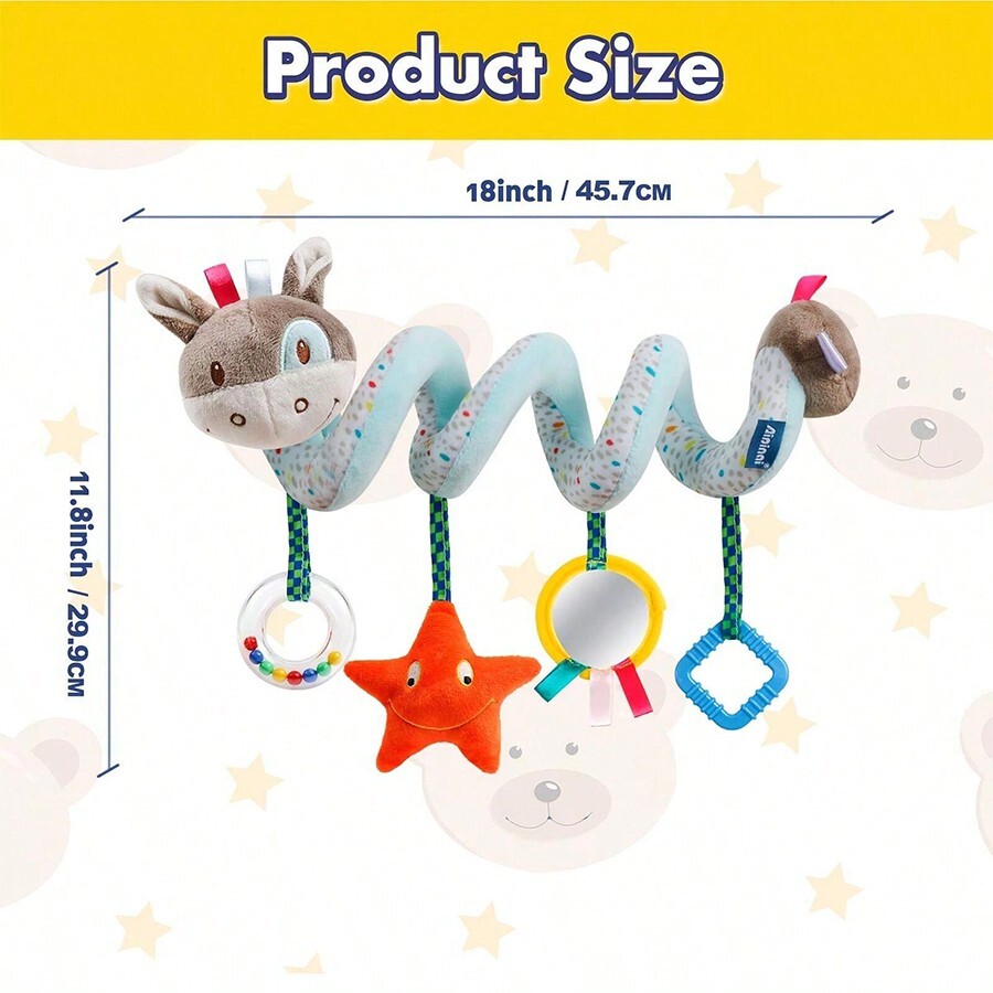1pc Baby Rattle Hanging Stroller And Car Seat Toys High Contrast