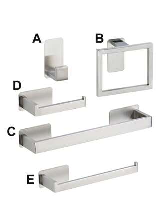 1pc Stainless Steel Bathroom Towel Bar, Thickened Towel Ring, Punch-Free Clothes Hook, Tissue Holder, Restroom Organizer