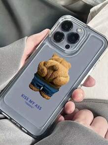 1pc INS Style Space Bear Silicone Phone Case, Transparent Anti-Fall Protective Cover Compatible With Apple Waterproof Shockproof Scratch Resistant - Clear - View 2