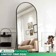 Arched Full Length Mirror 71"X26" For Bedroom, Full Body Mirror With Stand, Hanging Or Leaning For Wall, Aluminum Alloy Thin Frame Floor Standing For Living Room, Tall Home Decor Back To School Room Decor School Supplies - 黑色 - 查看 1