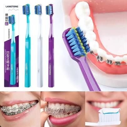 Cepillo de dientes dental de cerdas suaves para ortodoncia adulta, cepillos de dientes ortodóncicos limpios para la salud oral