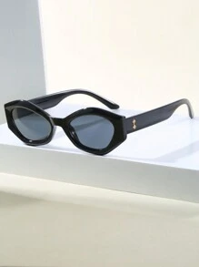 1 件男士小号多边形猫眼时尚眼镜，铆钉和镂空设计，适合街头摄影和时装秀派对太阳镜配饰万圣节海滩配饰眼镜太阳镜街头风格，适合毛衣夹克运动衫连帽衫皮裤和工装裤，适合夏季海滩度假、户外、旅行