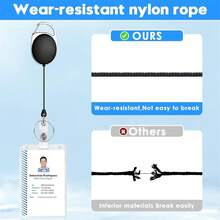 Black Stretchable Oval Badge Reel With Retractable Badge Holder, Key Card Holder, And Backpack Keychain - Black - View 3