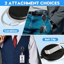 Black Stretchable Oval Badge Reel With Retractable Badge Holder, Key Card Holder, And Backpack Keychain - Black - View 6