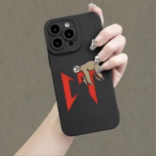 猴子躺下彩色印花黑色啞光TPU手機殼，精確的相機切口，全面覆蓋，適用於iPhone11/12/12pro/12promax/13/13pro/13promax/14/14pro/14promax/15/15pro/15promax - 彩色 - 查看 4