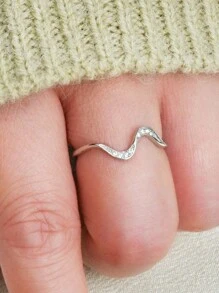 1 peça Anel Feminino com Padrão de Onda Fashion, Adequado para Uso Diário