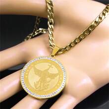 SAINT MICHAEL PROTECT US Archangel Men Crystal Necklace Stainless Steel Gold Color Catholic  Necklace - Necklace - View 5