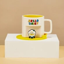 Miniso Taza de cerámica de la colección de Minions Margarita con posavasos de dibujos animados (390 ml) (Amarillo) - Blanco - Ver 2
