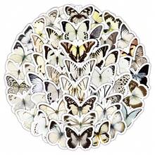 50pcs Realistic White Butterfly Stickers - Multicolor - View 5