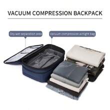 男士旅行背包真空压缩 17 英寸笔记本电脑背包商务大容量学校背包扩展徒步背包圣诞礼物冬季圣诞男士包旅行包书包趣味礼物节日感恩节男士礼物度假男士礼物多功能户外便携时尚休闲学生爸爸礼物男友礼物男士胸包男士侧包挎包皮包流浪包 - 藍色 - 查看 5