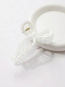 1pc Women's 11cm Elegant Ribbon Bow Plastic Drip Hair Claw Clip, Daily Wear Valentine's Day Valentines Hair Clips Hair Jaw Clip Hair Clamps Hair Clutch Hair Catcher Clip