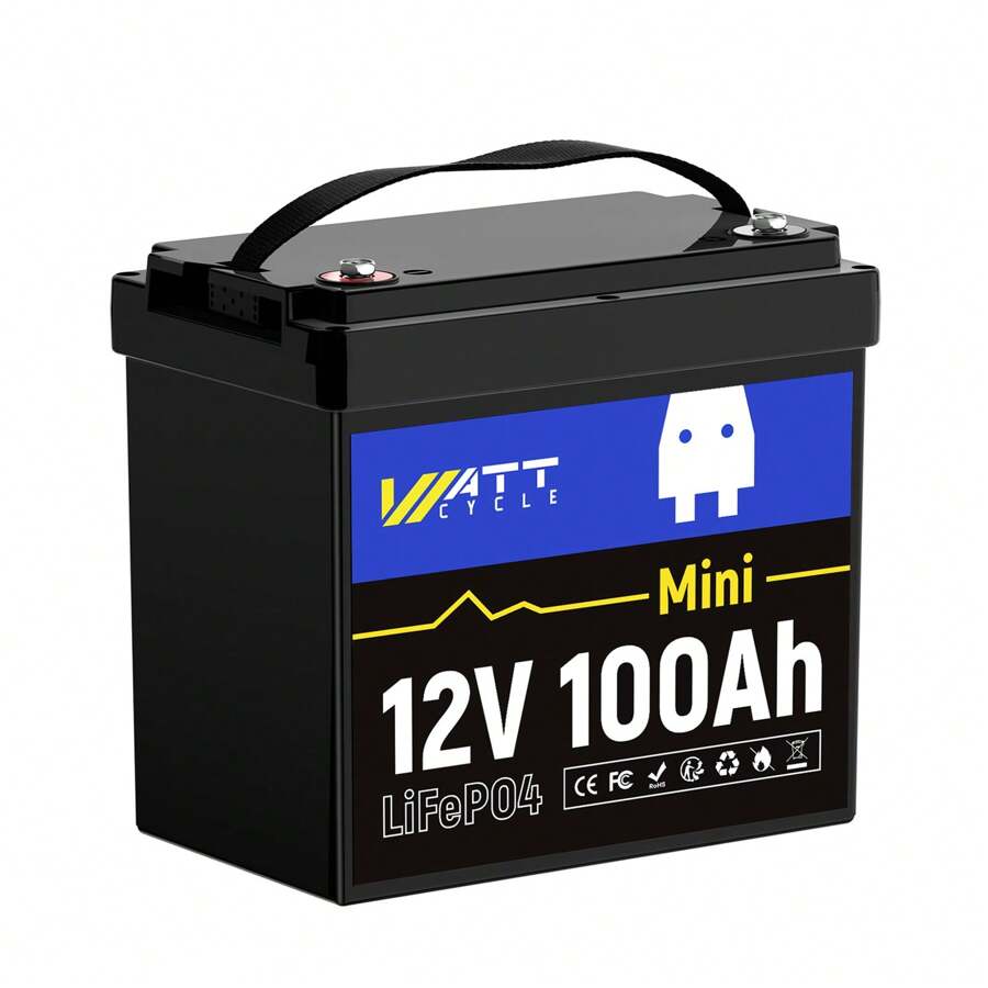 WattCycle 12V 100Ah Mini LiFePO4 Battery, Smallest Lithium Battery With Upgraded 100A BMS, Max 1280Wh, Up To 15000 Deep Cycles Battery With 10 Years Lifetime For RV, Trolling Motor, Solar Home, Camping - 12V 100Ah Mini - Xem 1