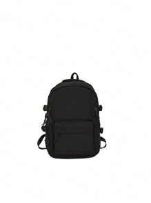 1pc Nylon Zipper Closure Fashionable Unisex Backpack With Simple Design, Suitable For Daily Use
