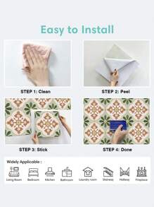 12 piezas de adhesivos de suelo estilo vintage marroquí, autoadhesivos, resistentes al agua y al deslizamiento, extraíbles, que se pueden usar para decoración de piso, pared, gabinete, escritorio en sala de estar, dormitorio, cocina y baño, disponibles en tres tamaños: 15 x 15 cm / 20 x 20 cm / 30 x 30 cm, pegatinas, calcomanías de pared, calcomanías de vinilo para decoraciones del hogar, elementos decorativos primaverales para renovar su hogar, pegatinas de decoración Rama