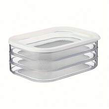 1pc Storage Container, 3 Layers PET Plastic Cold Cuts Container Set, Leak Proof And Reusable Food Sealed Box, For Meat, Fruit And Vegetable, Kitchen Organizers And Storage, Kitchen Accessories School Supplies,Back To School - White - View 5
