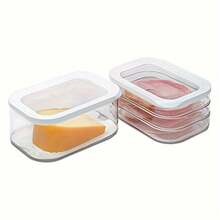 1pc Storage Container, 3 Layers PET Plastic Cold Cuts Container Set, Leak Proof And Reusable Food Sealed Box, For Meat, Fruit And Vegetable, Kitchen Organizers And Storage, Kitchen Accessories School Supplies,Back To School - White - View 2