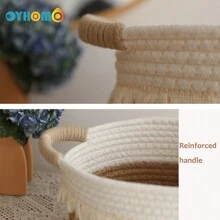 OYHOMO Canasta de almacenamiento con estilo bohemio, canasta de almacenamiento pequeña, canasta tejida de cuerda con borlas, canasta decorativa para estantería para juguetes, maquillaje, dormitorio, baño