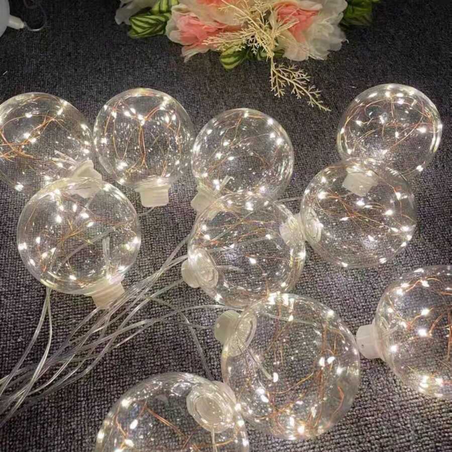 Cascata Cortina Natal Led 10 Bolas 3M  Decoração - Entrada do Brasil (127V) - Visão 1