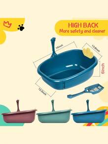 Arenero Gato Extension Anti Derrame Pala Caja Extra Grande(Caja de arena para gatos+Pala para caca de gato) - Azul - Ver 4