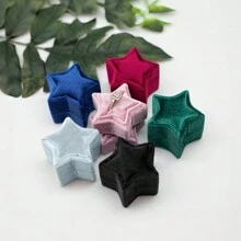 1入組5.5*5.5*5cm絨面戒指盒，五角星形婚戒盒，星空珠寶包裝盒，可愛的五角星戒指盒，適用於儲存戒指和耳環，適合求婚、結婚和禮物贈送 - 彩色 - 查看 1