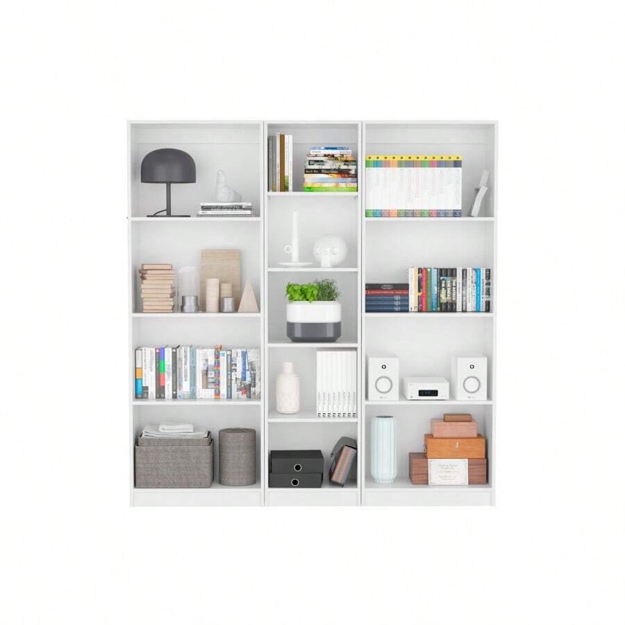 Trues 3 Piece Living Room Set With 3 Bookcases, White- - 如圖所示 - 查看 1