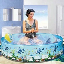 1pc 152CM/183CM Blue PVC Pool, Thickened Outdoor Household Leisure Swimming Pool, Paddling Pool