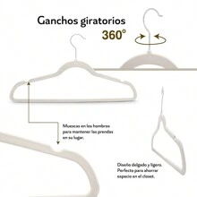 ANDROMEDA INC Set 30pzs Ganchos De Ropa Perchas Terciopelo Antideslizantes - Beis - Ver 6