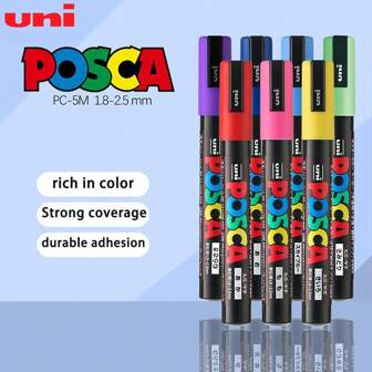 UNI PC-5M Marker Pen Poster Graffiti Marker Advertising Pen Waterproof Student Office School Supplies Painting Art Pens