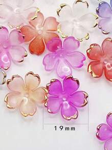 50pcs Acrylic Gold Foil 19mm Sakura Flower Petals With Gradient Colors And Gold Edges DIY Handmade Headwear Accessories, Suitable For DIY Hairpins, Phone Cases, Clothing Accessories, Key Rings And Jewelry Resin Materials Valentines