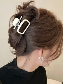 4个装女士轻便塑料发爪夹，方形设计，白色、粉色和红色可选。时尚百搭，优雅别致，适合日常外出、洗脸/沐浴、发型设计、化妆和服装搭配。粉色系发夹，发卡，发夹，发抓夹，发夹，休闲秋冬发夹，适合女士度假装扮和夏季海滩造型。 - 彩色 - 查看 2