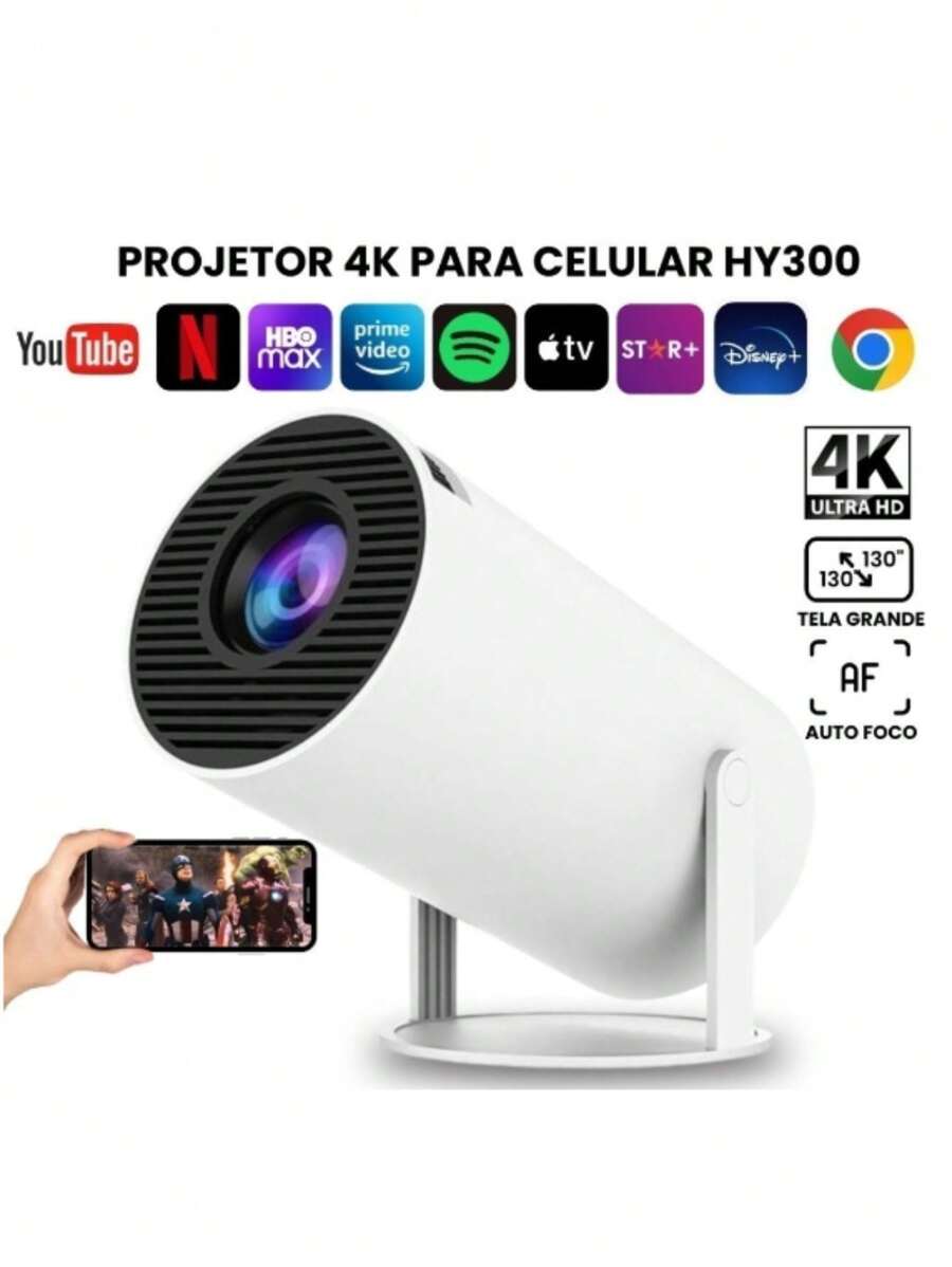 Mini Portable 4k Projector HY300 Magcubic Wifi Bluetooth Support Android White Color 110/220V - White - View 1