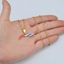 1 Stück Landkarte Flaggen Anhänger Halsketten für Frauen, Karte des Charmes in Silber- oder Goldfarbe als Schmuck
