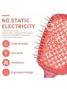 1 Pc Curl Styling Brush, Wet And Dry Anti-Static Hair Brush Hair Brush, Reduce Hair Pulling And Curl Separation Unisex - Multicolor - View 4