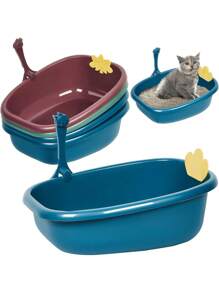 Arenero Gato Extension Anti Derrame Pala Caja Extra Grande(Caja de arena para gatos+Pala para caca de gato) - Azul - Ver 2