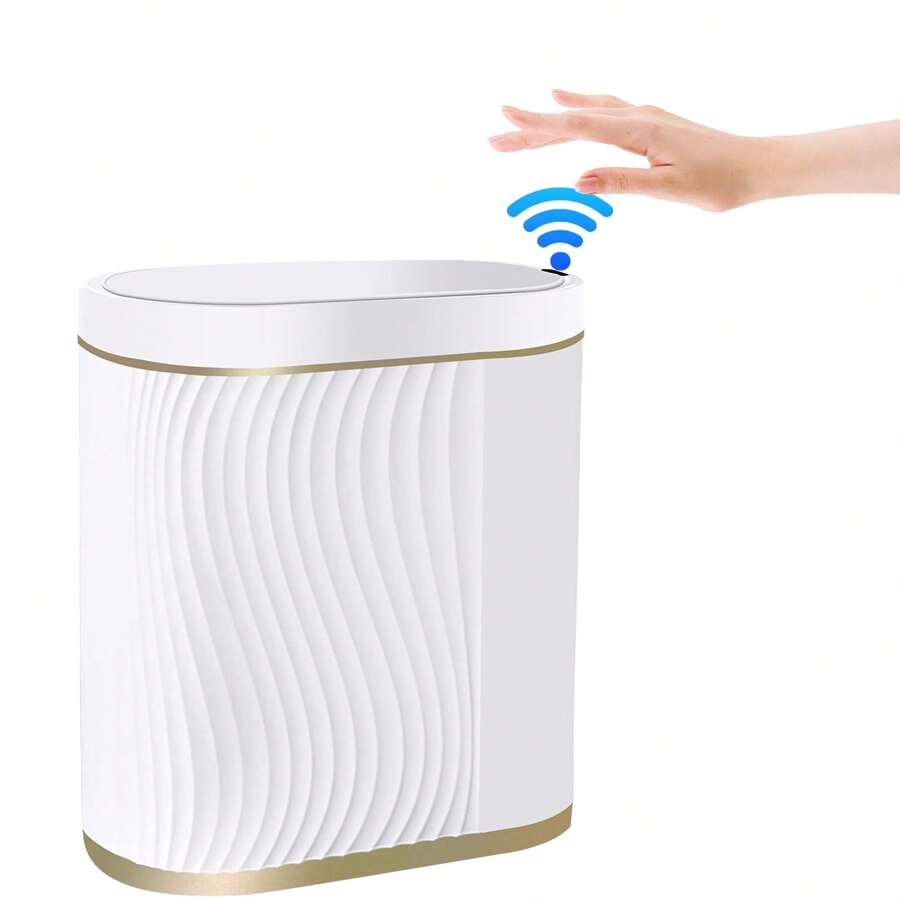 Botes de Basura,Cubo De Basura Automático Con Sensor Para Baño,Cubo de Basura de Plástico,Botes de Basura Inteligente,Cubo de basura inteligente con tapa,para Inodoro,Dormitorio y Sala De Esta - Blanco - Ver 1