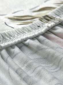 1入組可伸縮沙發坐墊套，印有小喇叭花植物圖案，全季通用 - 彩色 - 查看 8