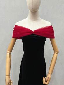 1 件白色新娘蕾丝面纱和无肩带披肩，可调节后背，带领 - 彩色 - 查看 5